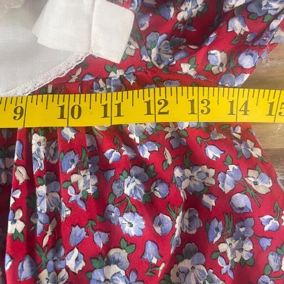 Vintage Winnie The Pooh Girls Dress Sz 6X Floral Peter Pan Collar Lace Trim USA - Picture 12 of 13